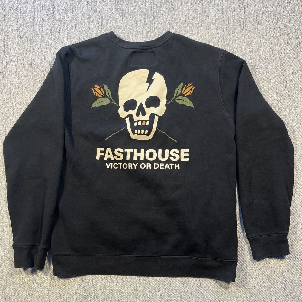 Fasthouse FHMC Sweatshirt Mens L Black Skull Flowers Black